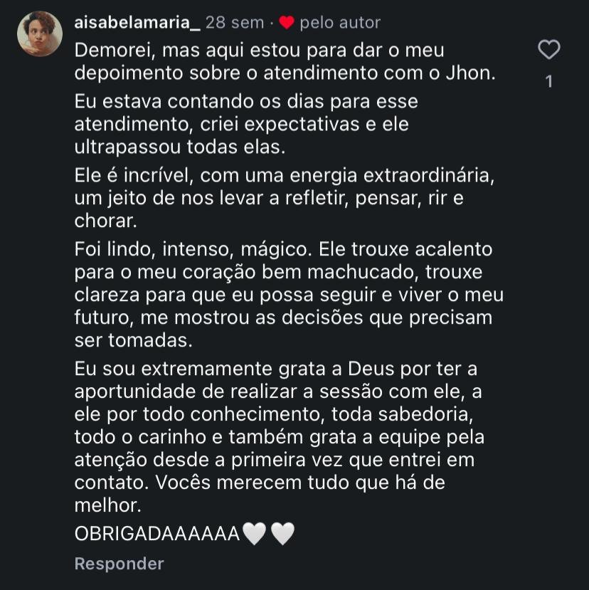 Depoimento de cliente sobre o atendimento